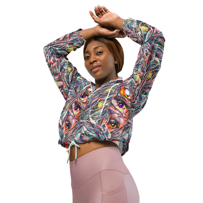 Women's Cropped Windbreaker - Prismatic Reverie