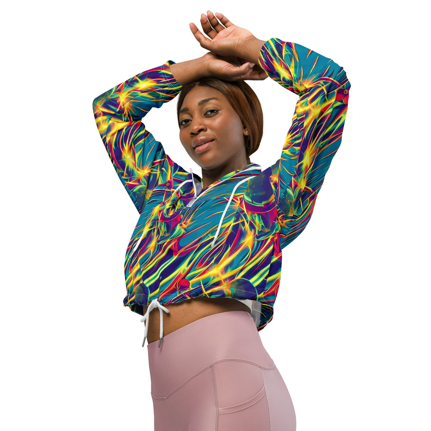 Women's Cropped Windbreaker - Cosmic Inferno