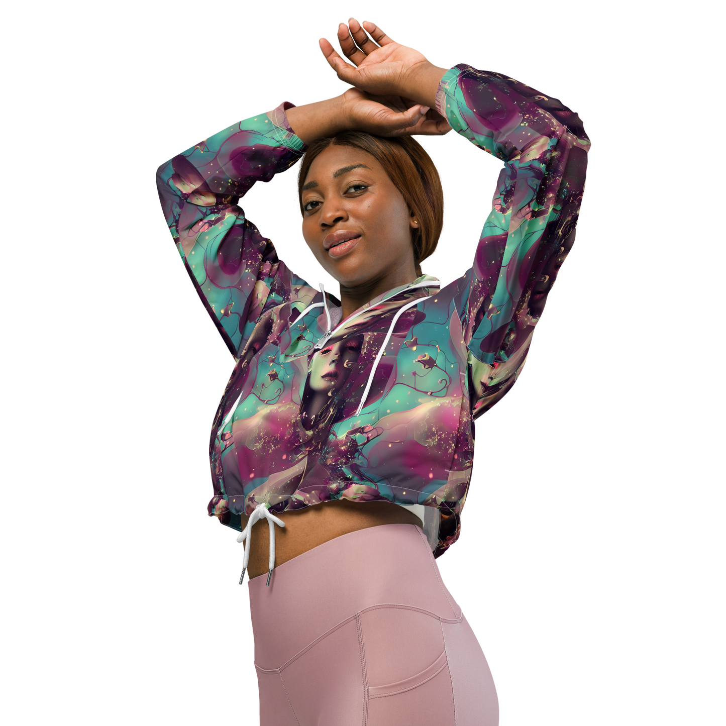 Women's Cropped Windbreaker - Nouveau Galaxy