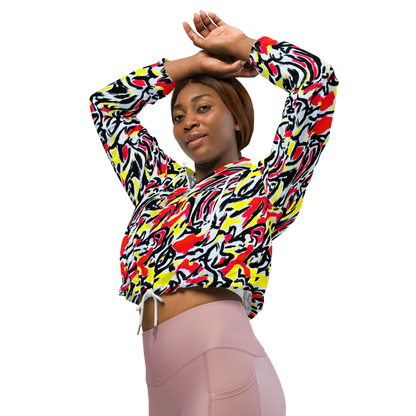 Women's Cropped Windbreaker - Cosmic Brushstrokes