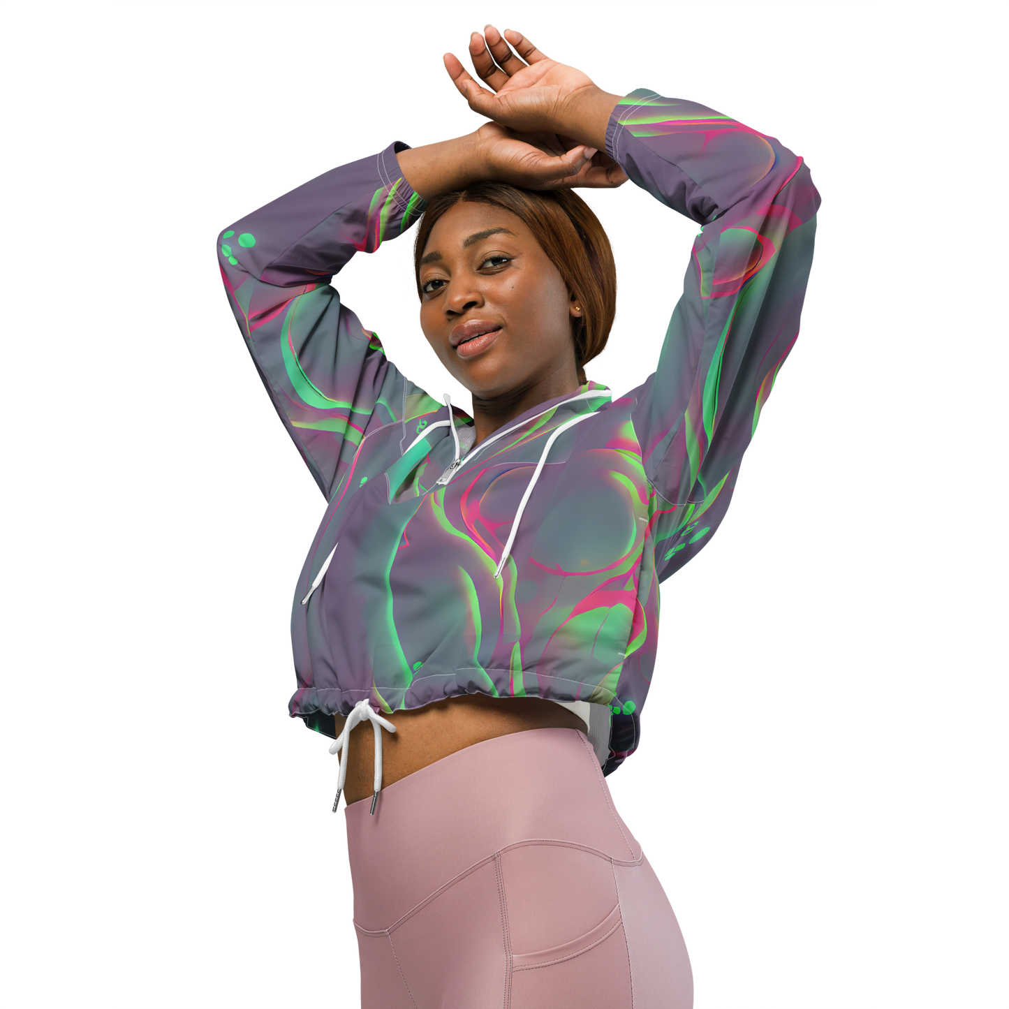 Women's Cropped Windbreaker - Neon Whisper