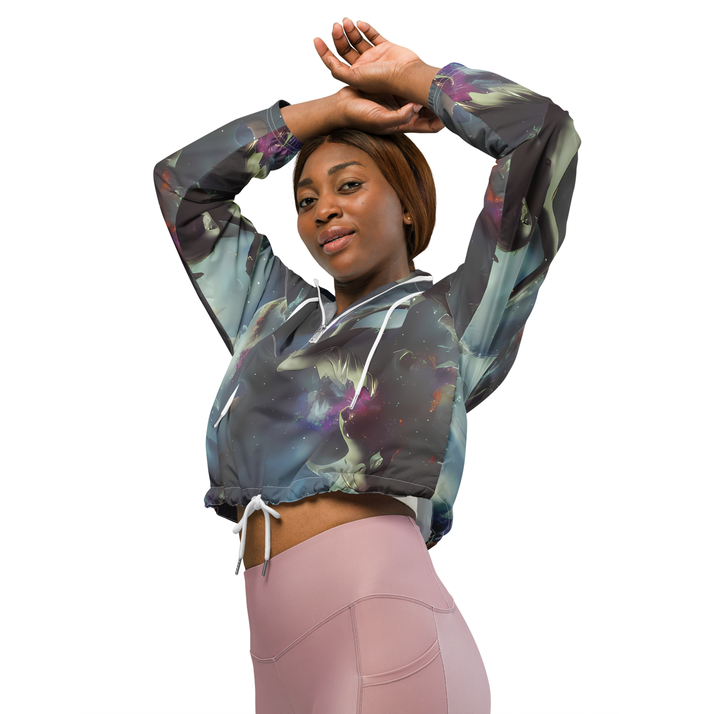 Women's Cropped Windbreaker - Cosmic Dancer