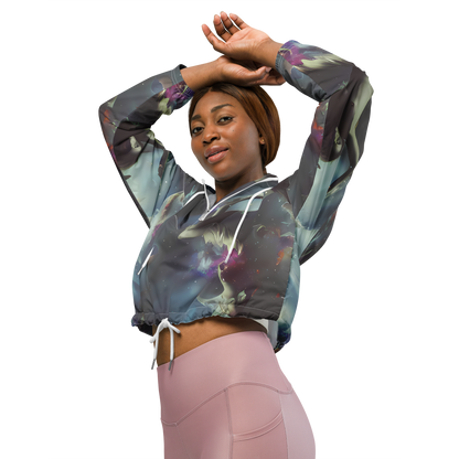 Women's Cropped Windbreaker - Cosmic Dancer