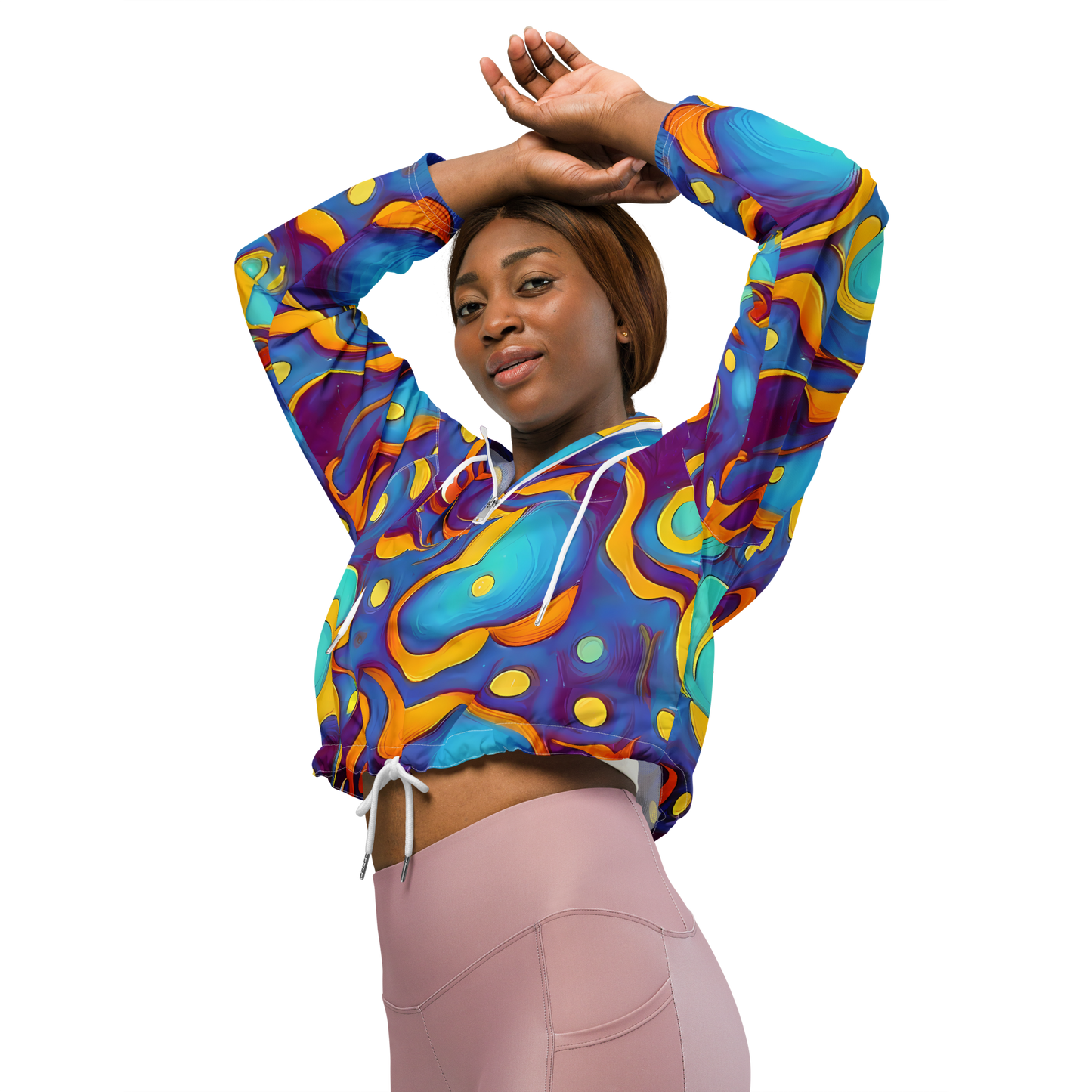 Women's Cropped Windbreaker - Pelton Swirl