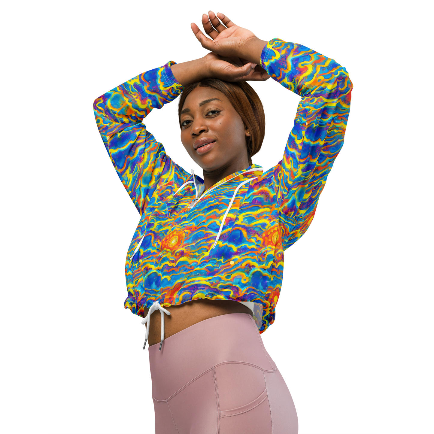 Women's Cropped Windbreaker - Chroma Ripple