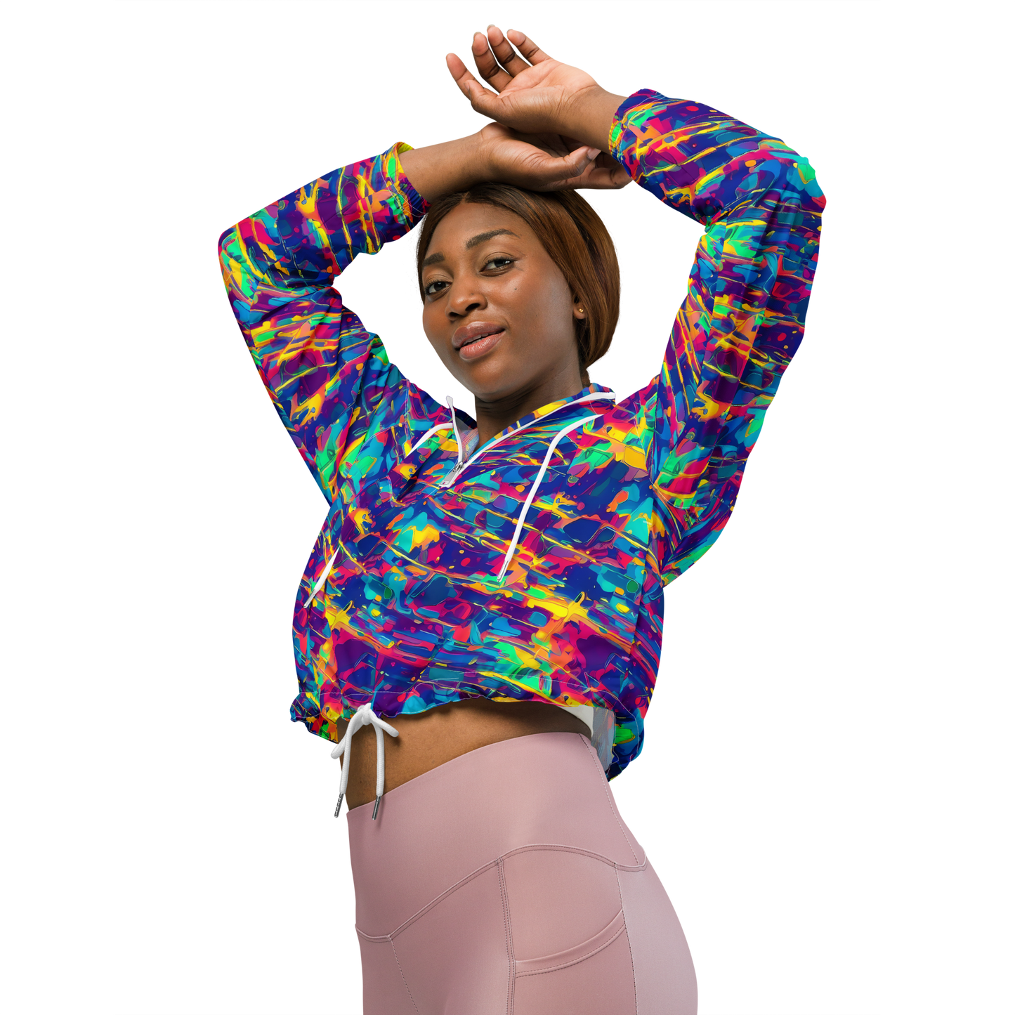 Women's Cropped Windbreaker - Spectrum Streaks