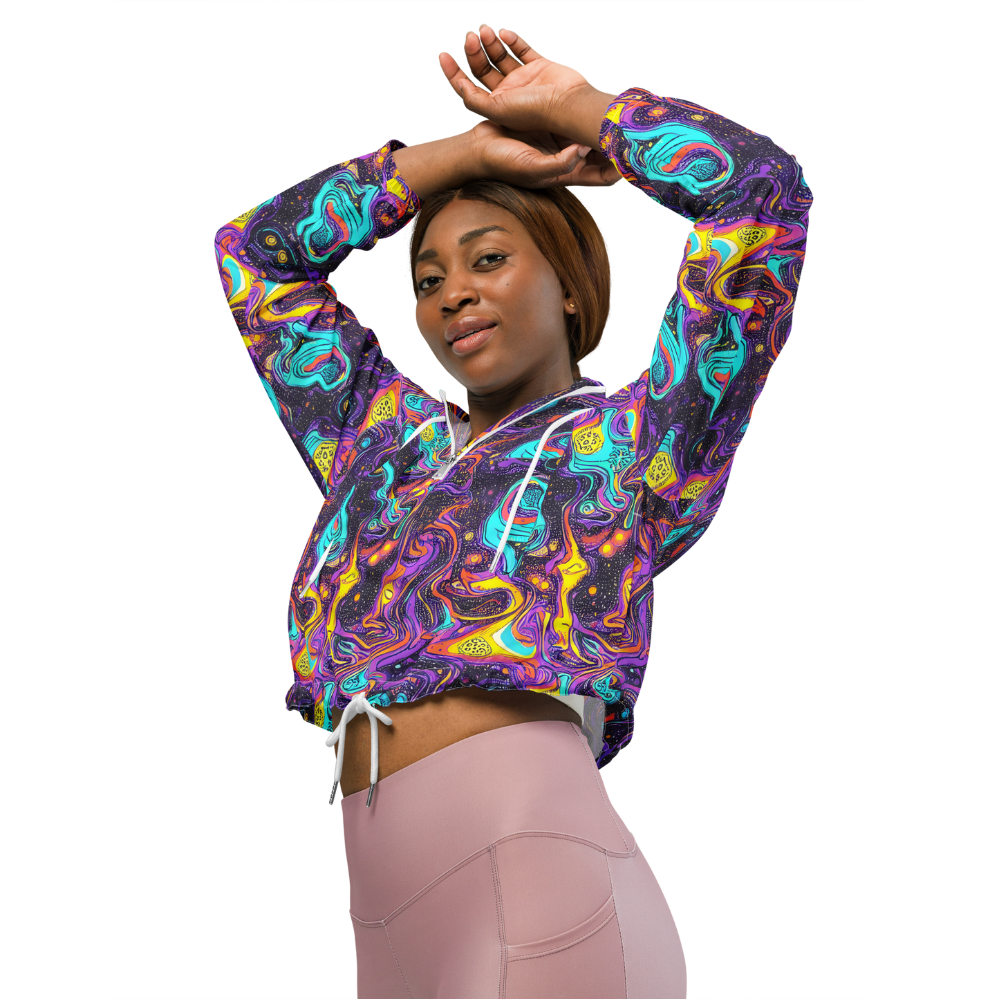 Women's Cropped Windbreaker - Hutty Nebula