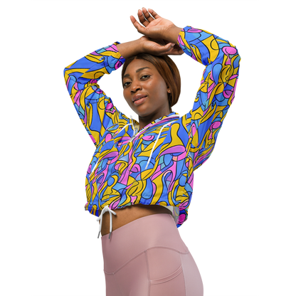 Women's Cropped Windbreaker - Cosmic Curves