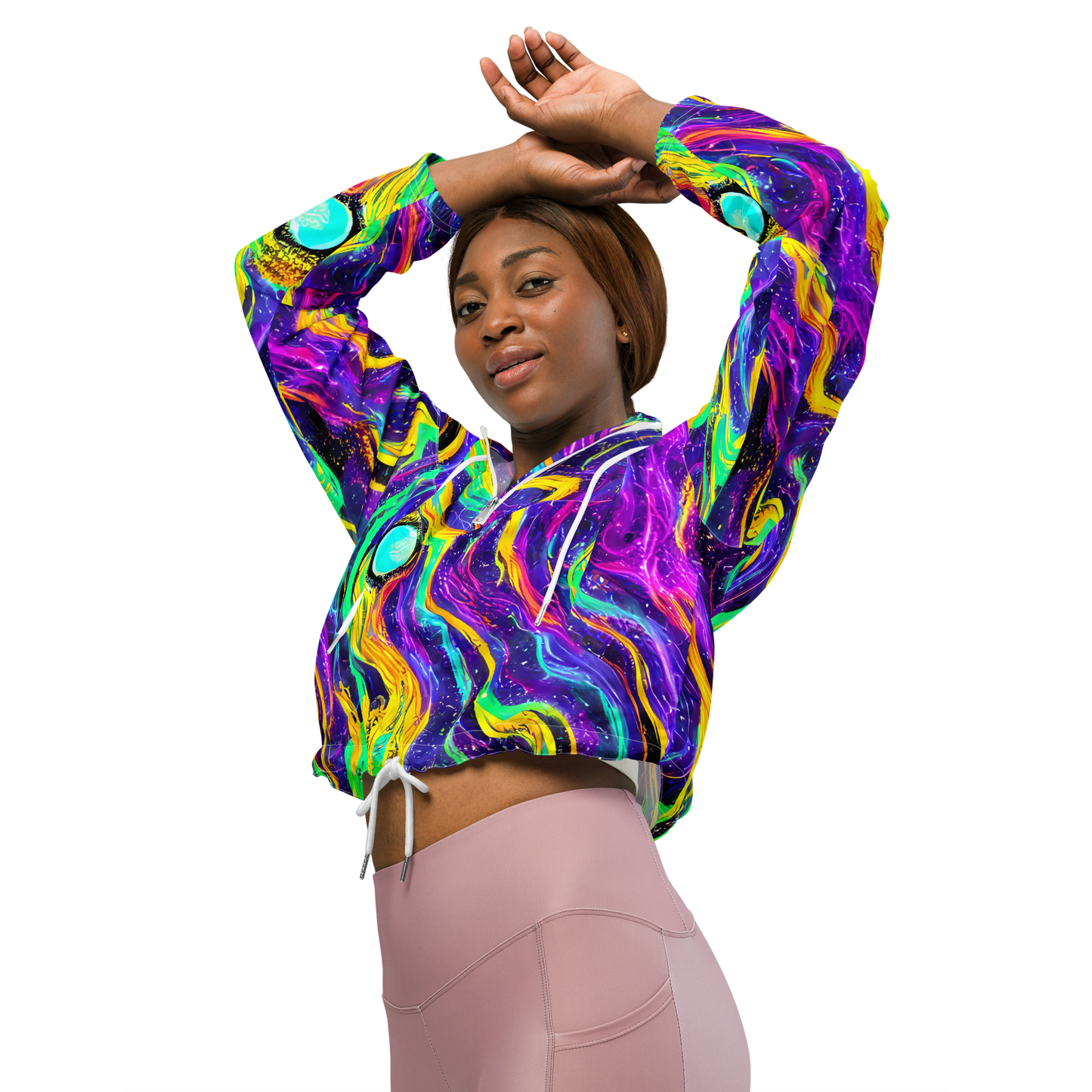 Women's Cropped Windbreaker - Jackson Swirl