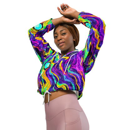 Women's Cropped Windbreaker - Jackson Swirl