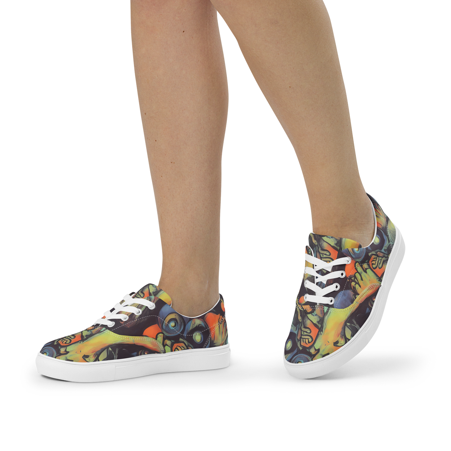 Women's Lace-Up Canvas Shoes - Cosmic Scream