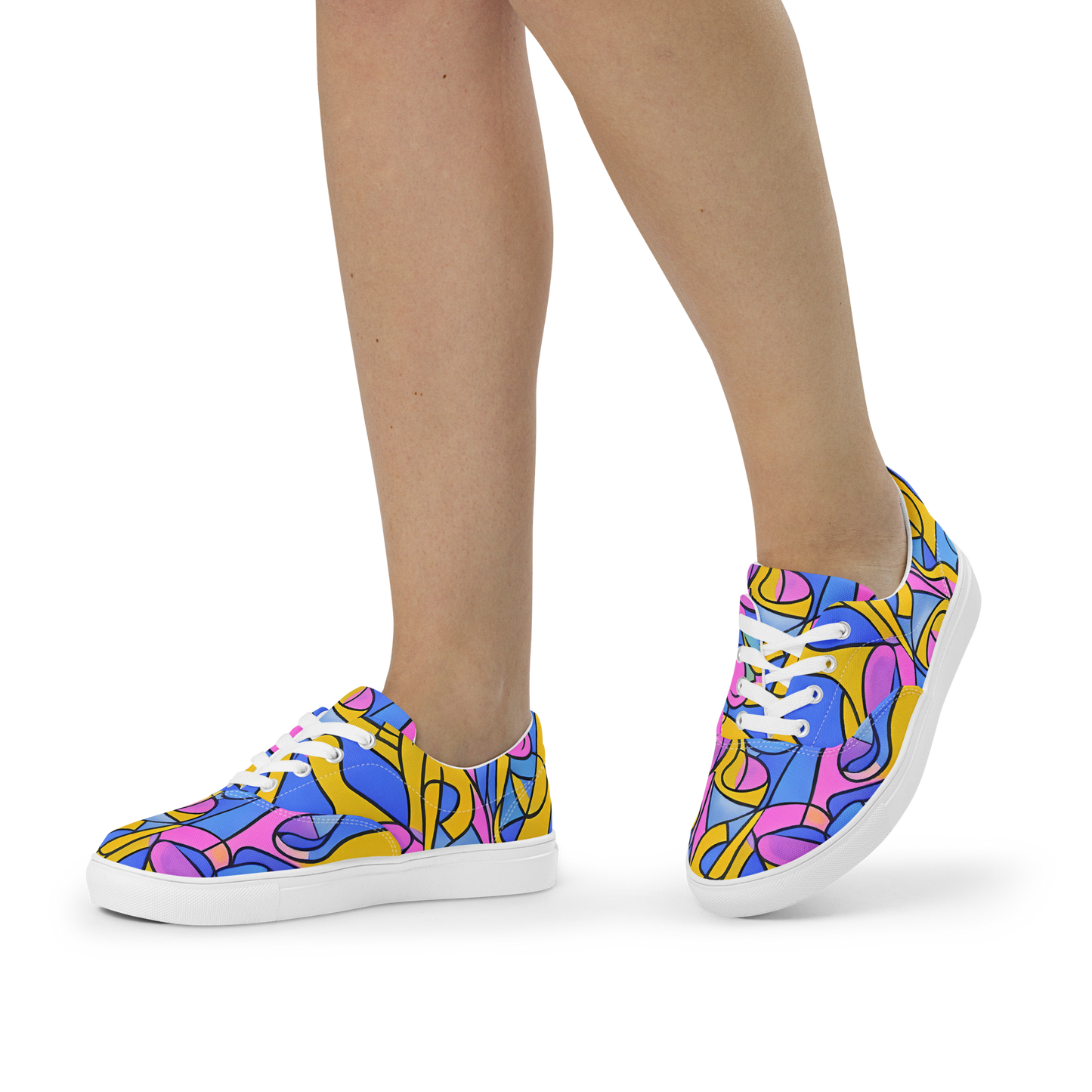 Women's Lace-Up Canvas Shoes - Cosmic Curves