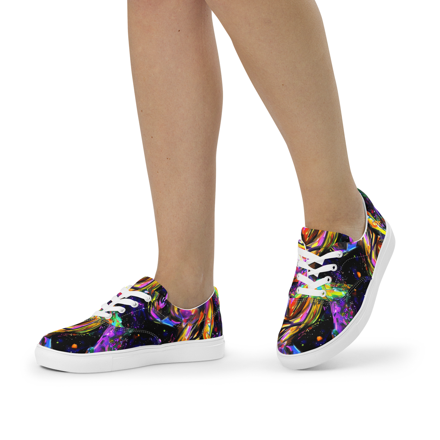 Women's Lace-Up Canvas Shoes - Galactic Flamenco