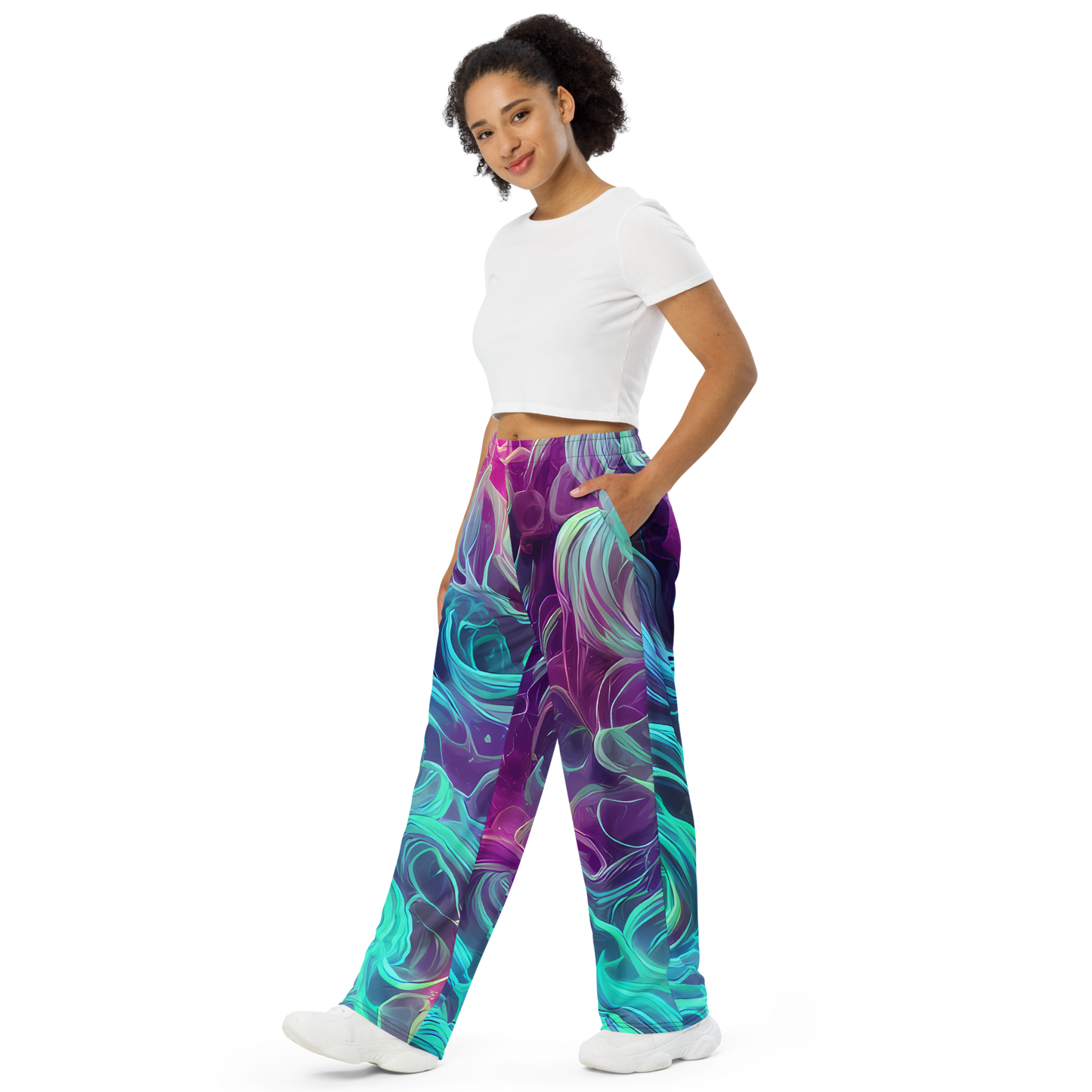 Wide-Leg Pants - Galactic Bloom