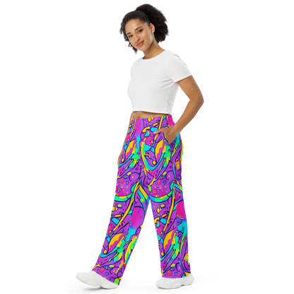 Wide-Leg Pants - Neon Galaxy Whirl