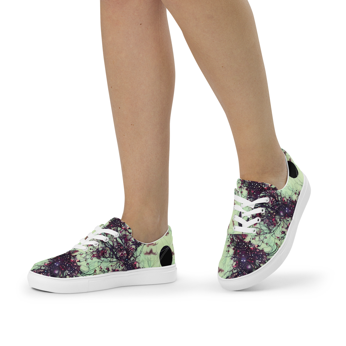 Women's Lace-Up Canvas Shoes - Celestial Bloom