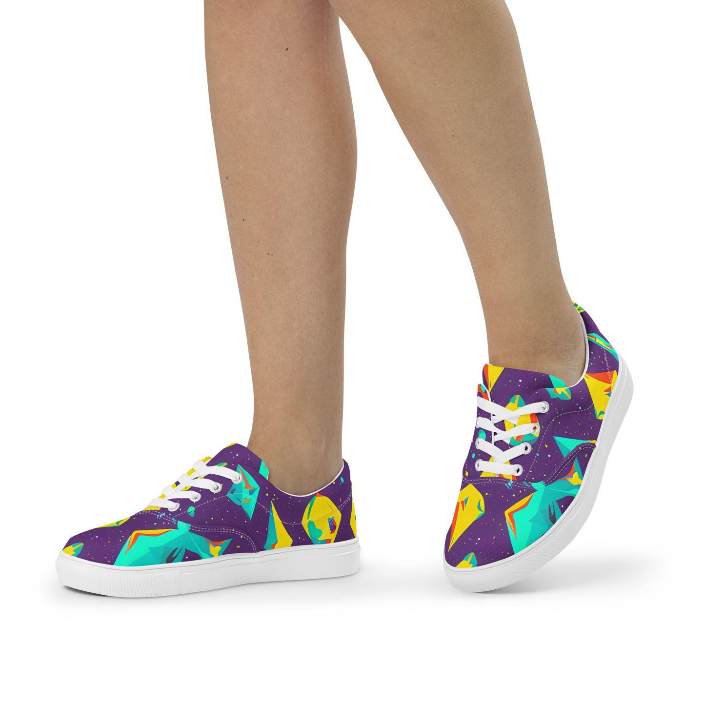 Women's Lace-Up Canvas Shoes - Cascading Prism