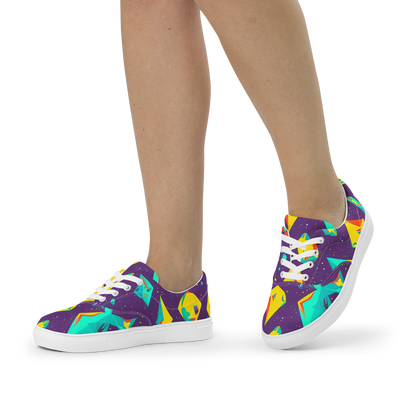 Women's Lace-Up Canvas Shoes - Cascading Prism