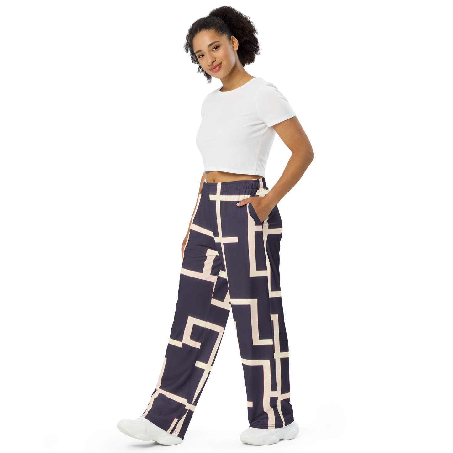 Wide-Leg Pants - Gilded Gridlock