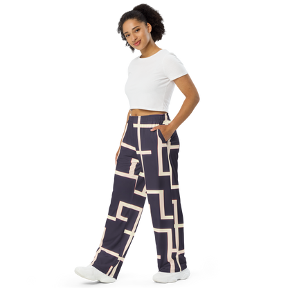 Wide-Leg Pants - Gilded Gridlock