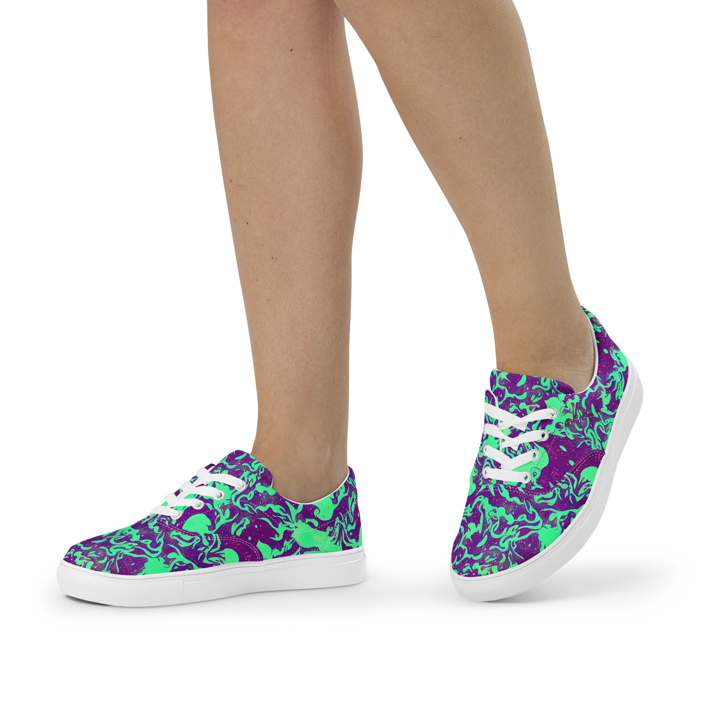 Women's Lace-Up Canvas Shoes - Alien Ripples