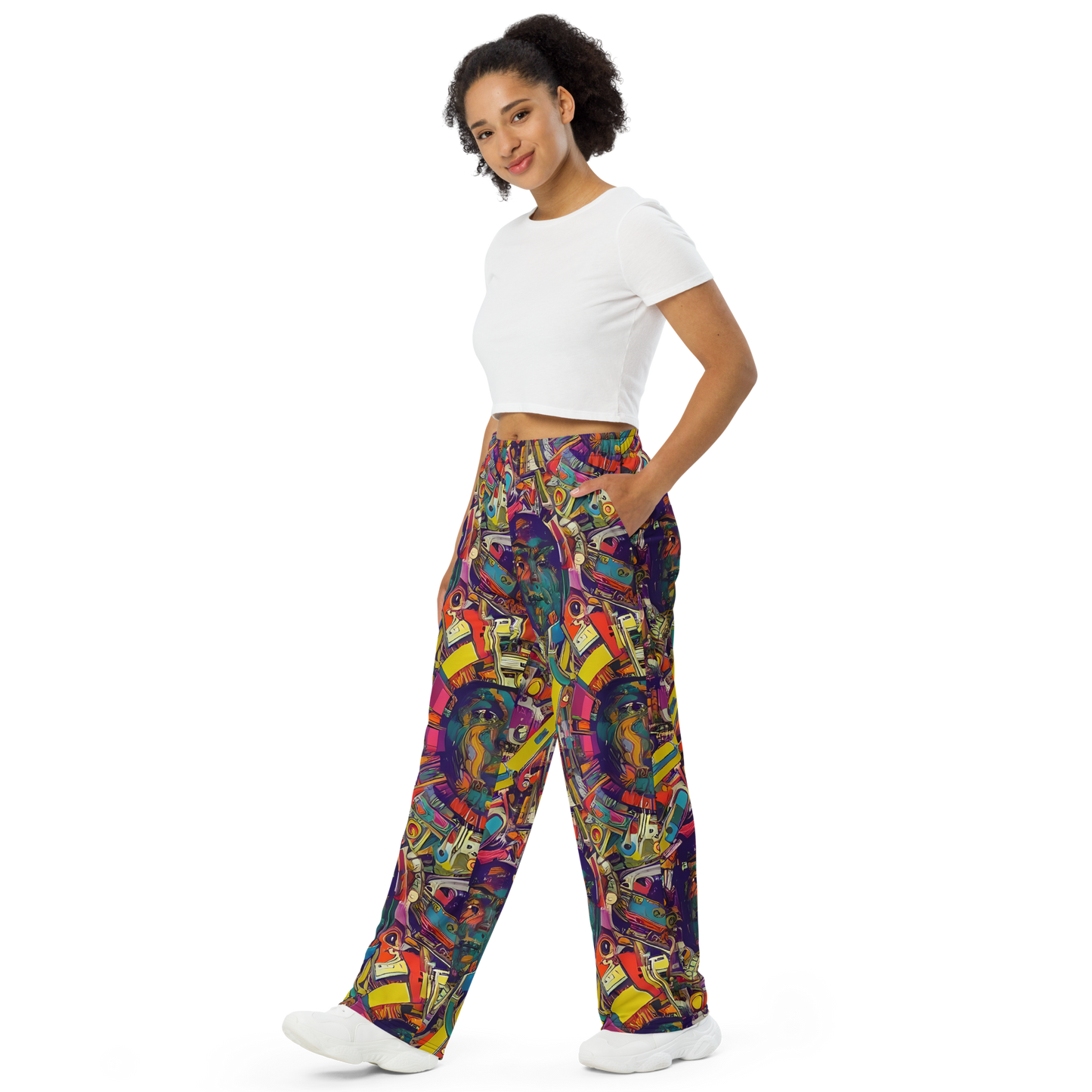 Wide-Leg Pants - Cosmic Collage