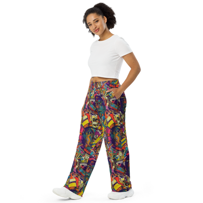 Wide-Leg Pants - Cosmic Collage