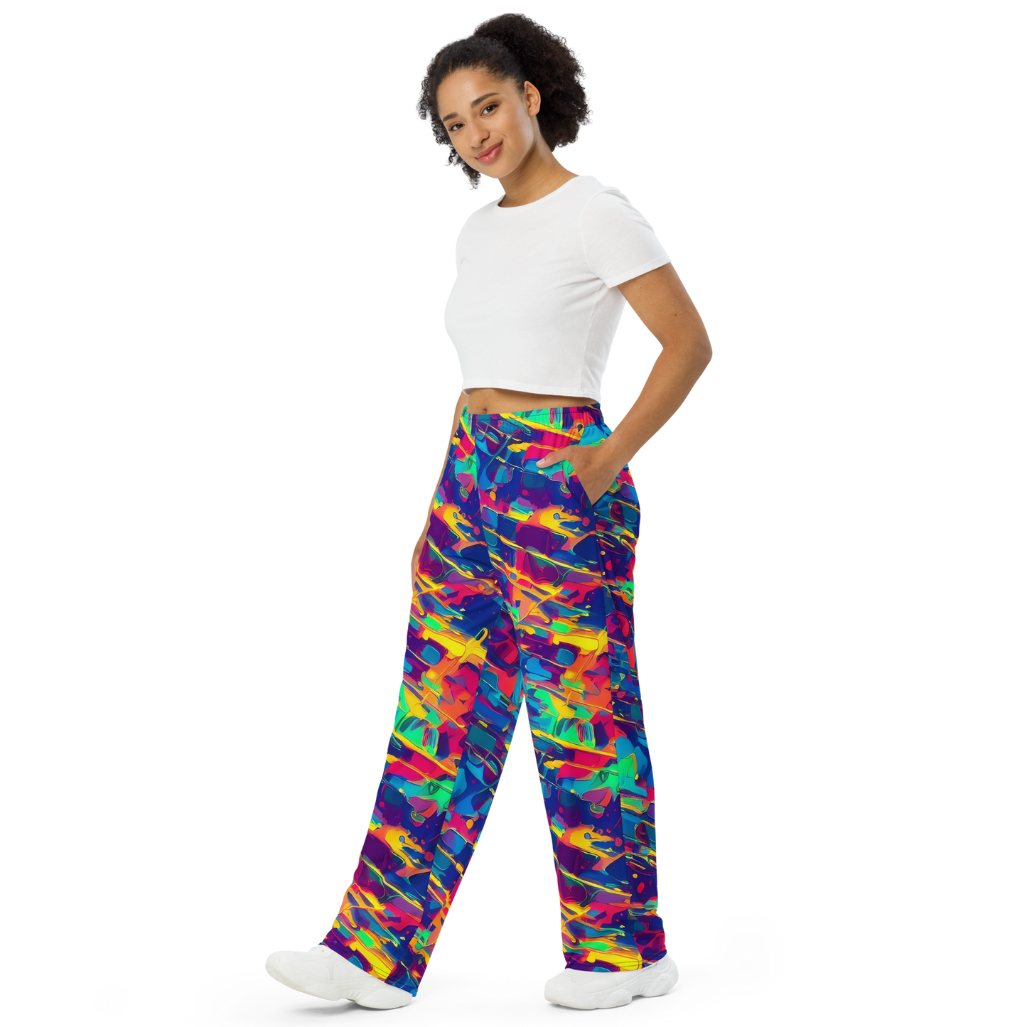 Wide-Leg Pants - Spectrum Streaks