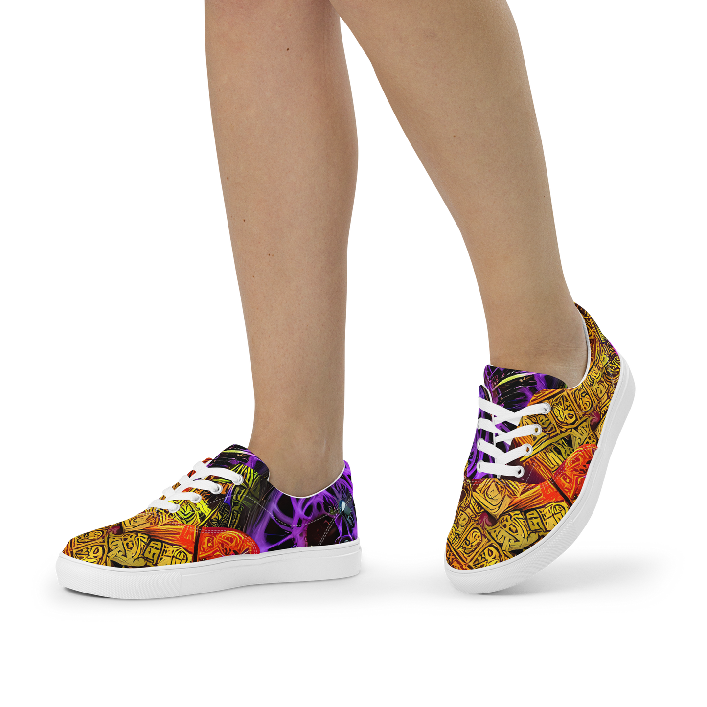 Women's Lace-Up Canvas Shoes - Neon Glyphworks