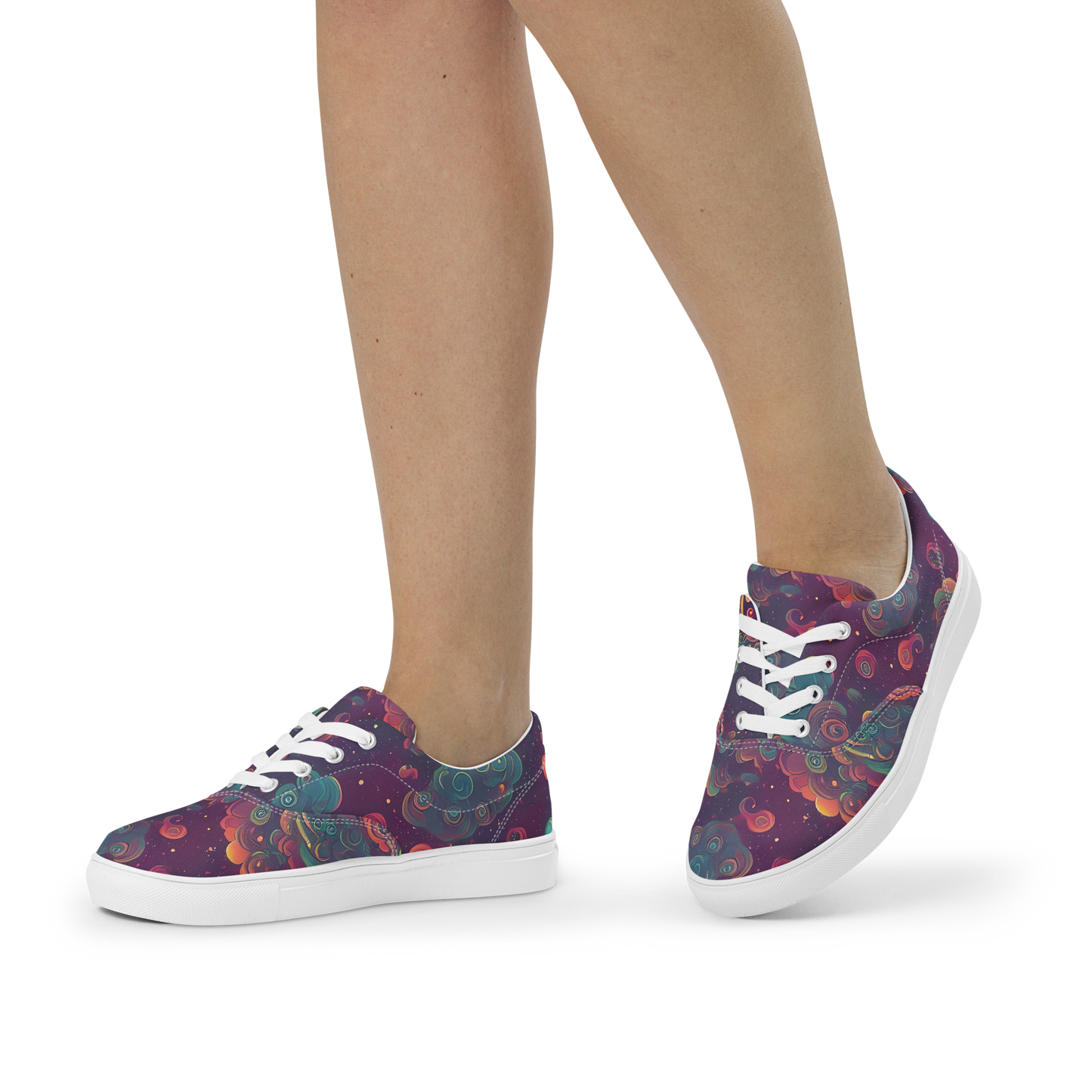 Women's Lace-Up Canvas Shoes - Nebula Dreamscape