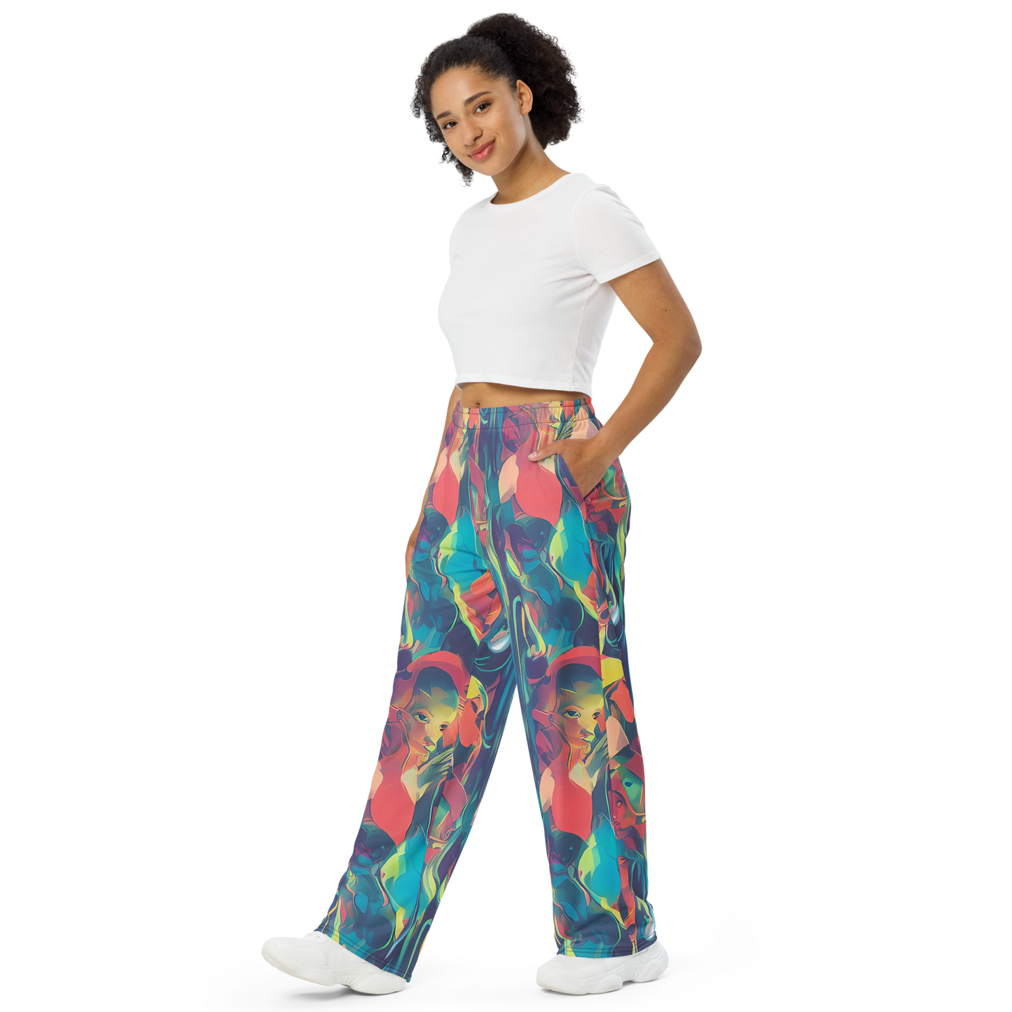 Wide-Leg Pants - Neon Aurora