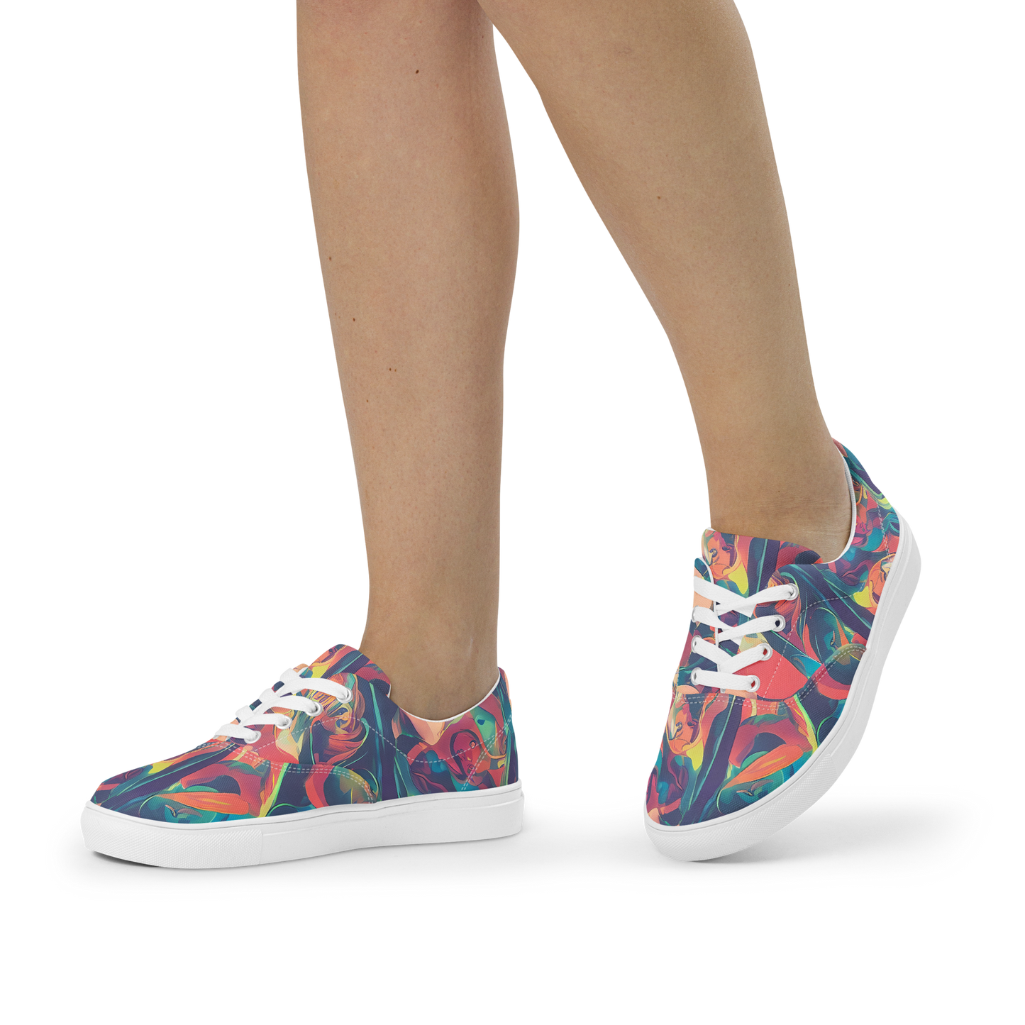 Women's Lace-Up Canvas Shoes - Neon Aurora