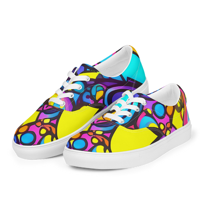 Women's Lace-Up Canvas Shoes - Kaleidoscopic Flow