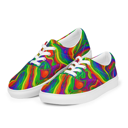 Women's Lace-Up Canvas Shoes - Psychedelic Waves