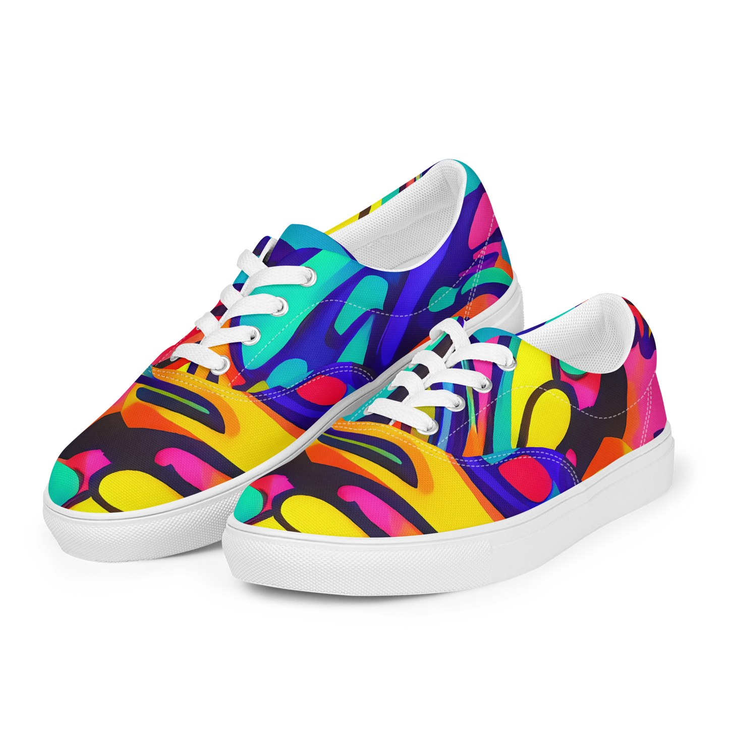 Women's Lace-Up Canvas Shoes - Electric Ecstasy