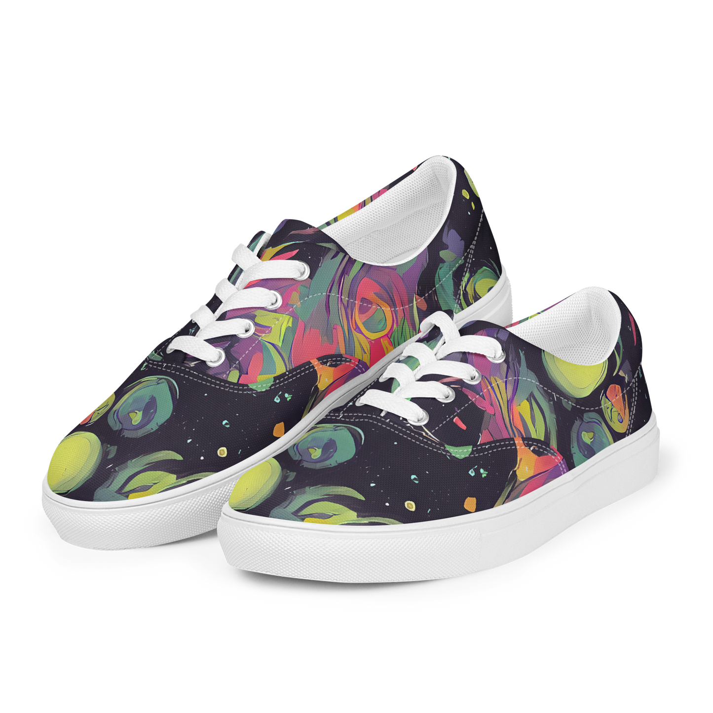 Men's Lace-Up Canvas Shoes - Psychedelic Drift