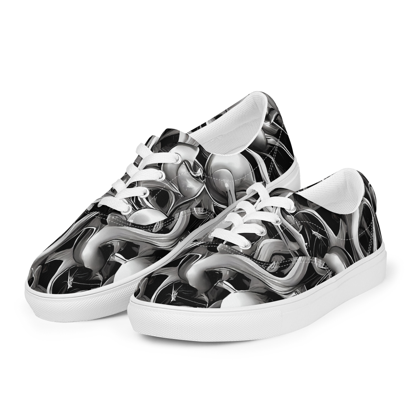 Women's Lace-Up Canvas Shoes - Fluid Monochrome