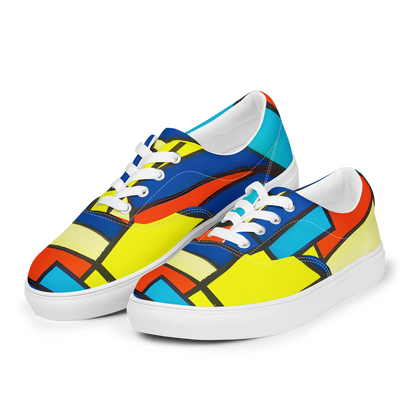 Men's Lace-Up Canvas Shoes - Neon Fractals