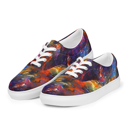 Women's Lace-Up Canvas Shoes - Auroral Ripples