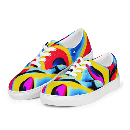 Women's Lace-Up Canvas Shoes - Electric Dreamscape