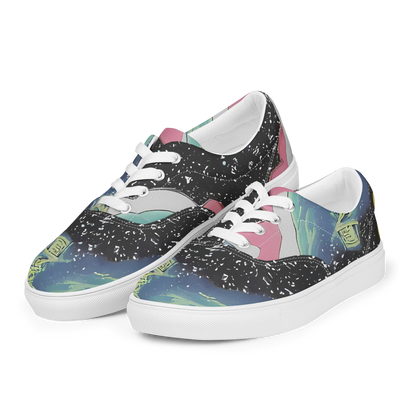 Women's Lace-Up Canvas Shoes - Lunar Waves