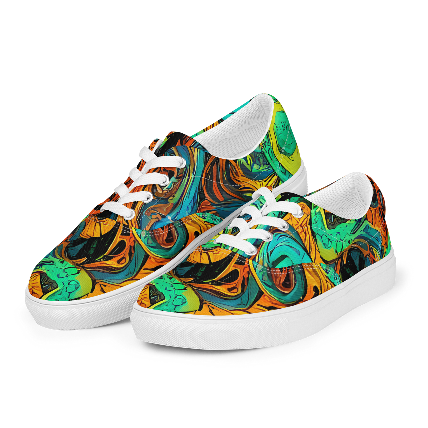 Women's Lace-Up Canvas Shoes - Flaming Mirage