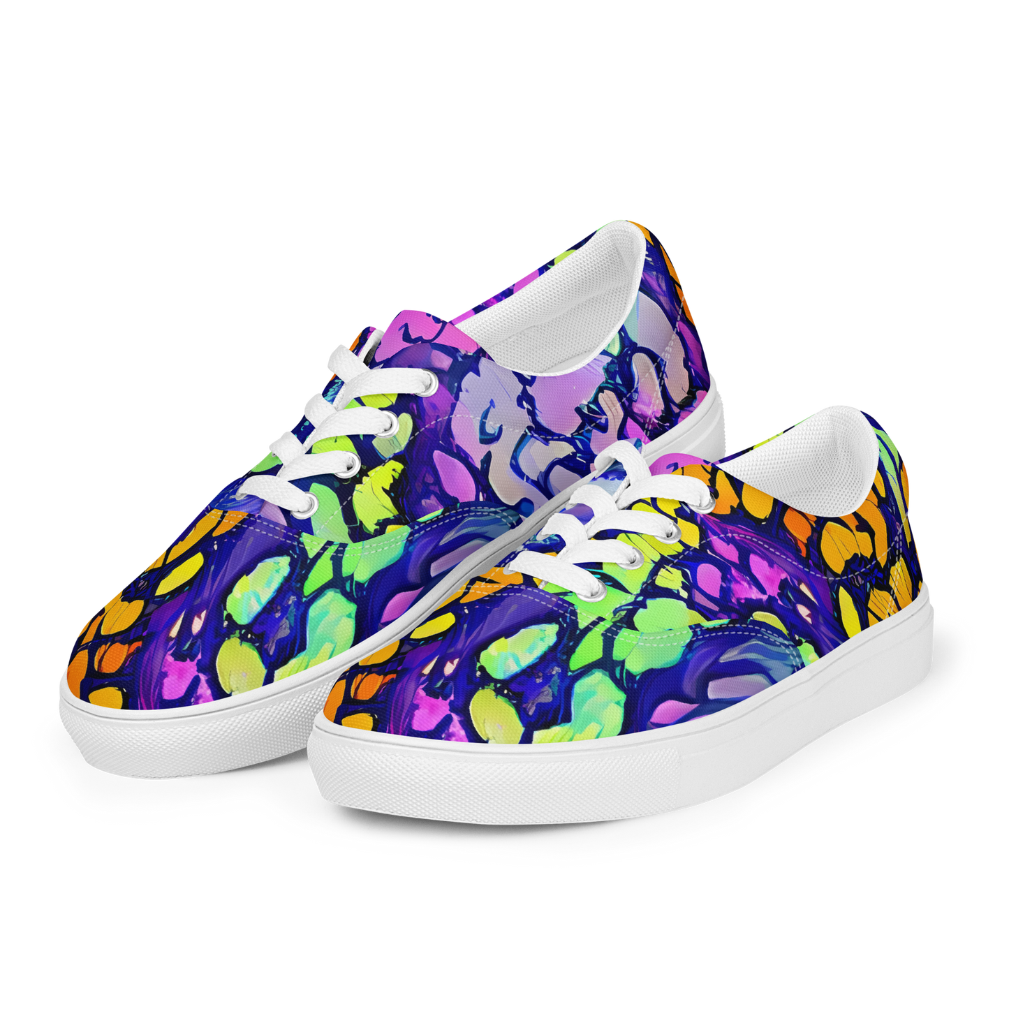 Women's Lace-Up Canvas Shoes - Surreal Waveforms