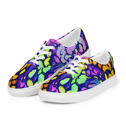 Women's Lace-Up Canvas Shoes - Surreal Waveforms