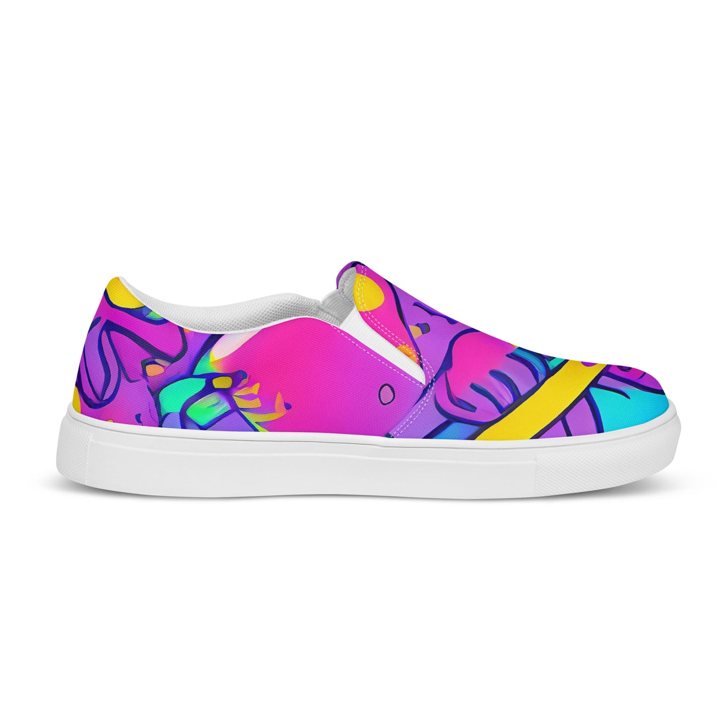 Women's Slip-On Canvas Shoes - Neon Galaxy Whirl