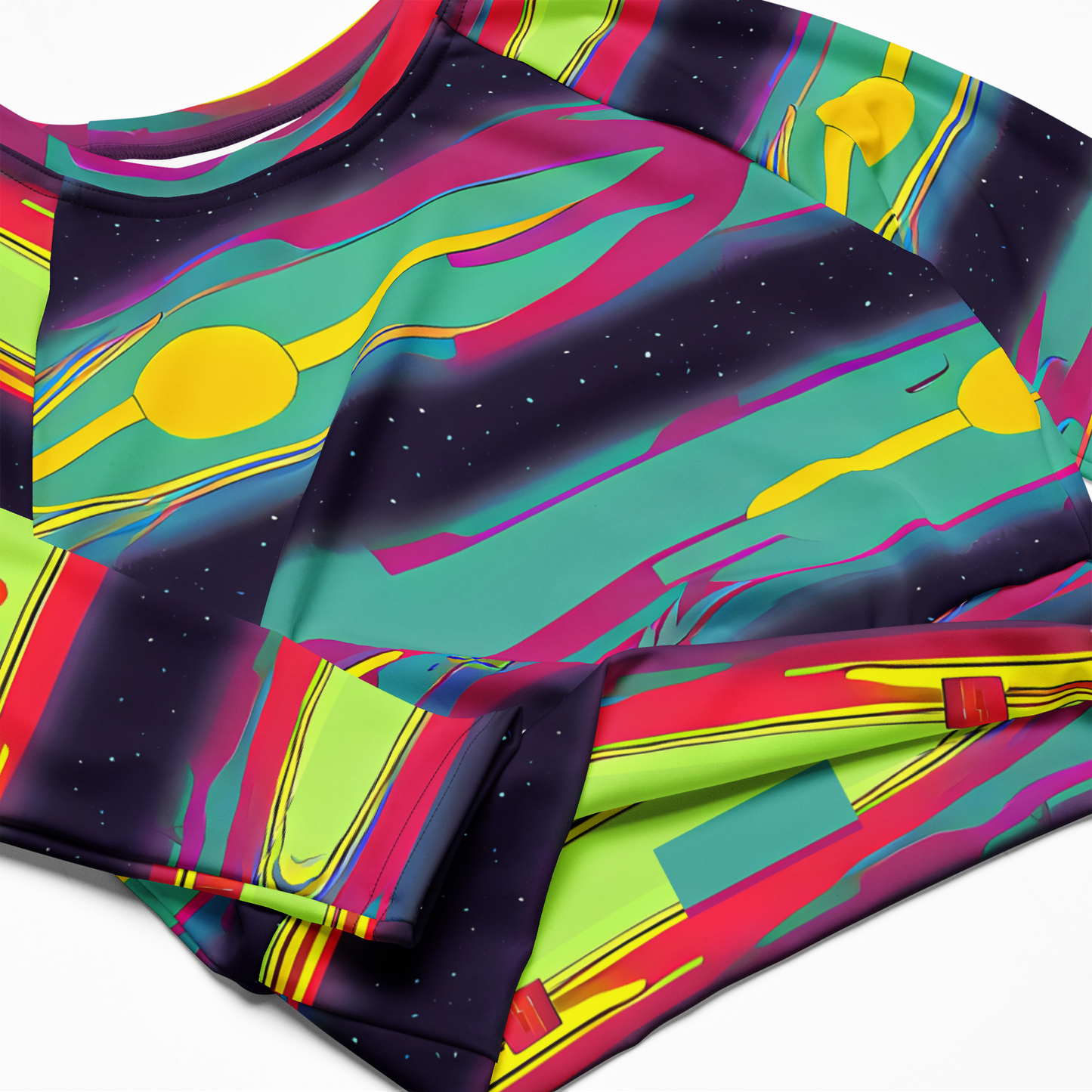 Long Sleeve Crop Top - Astro Pop