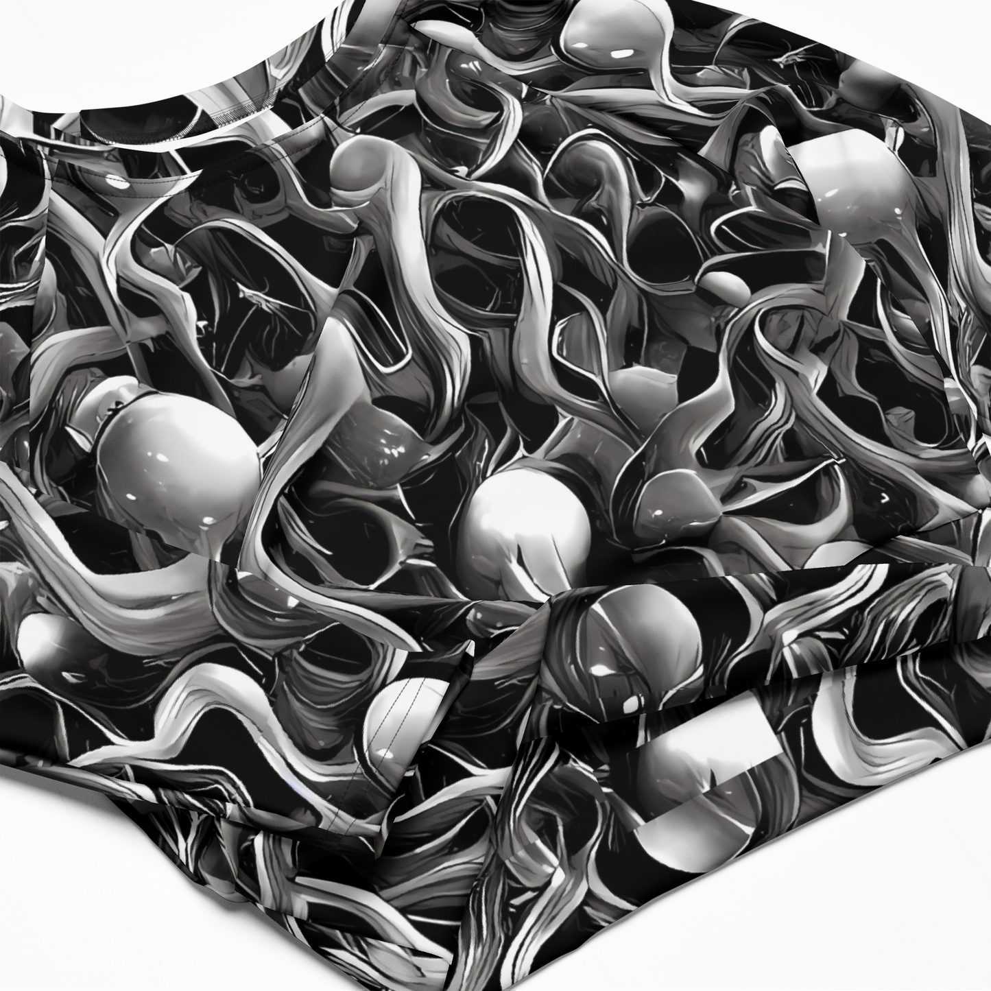 Long Sleeve Crop Top - Fluid Monochrome