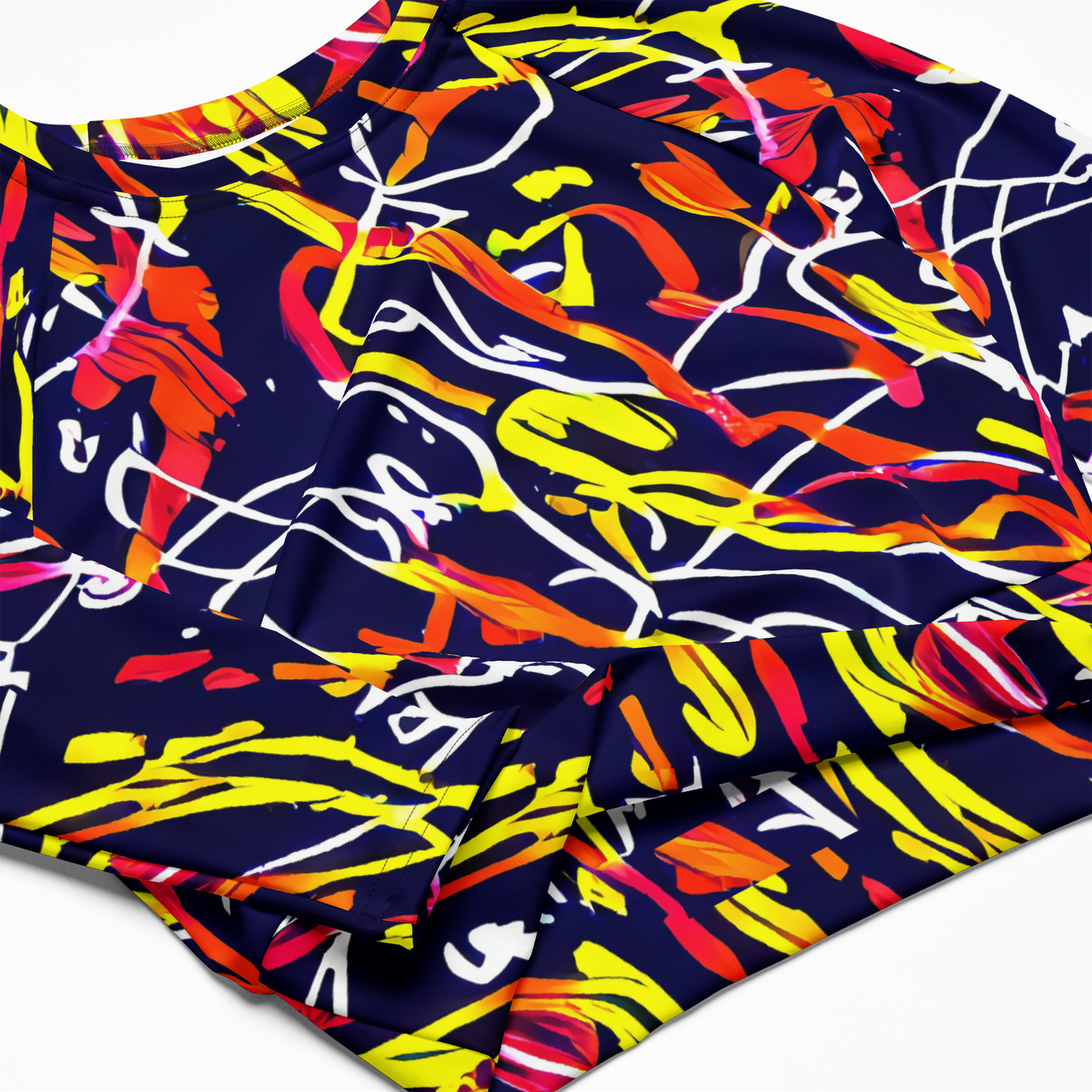 Long Sleeve Crop Top - Neon Currents