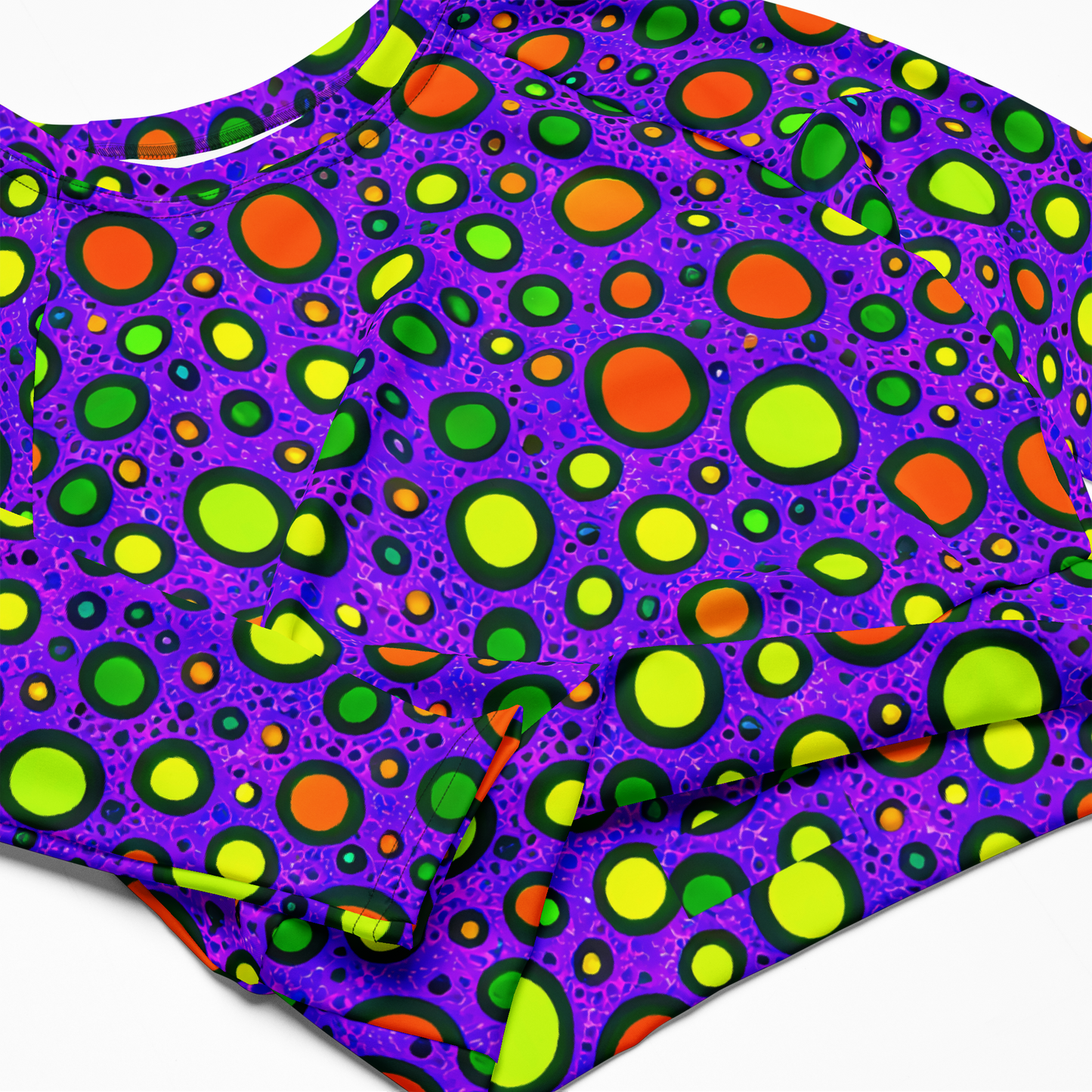 Long Sleeve Crop Top - Luminous Bubbles