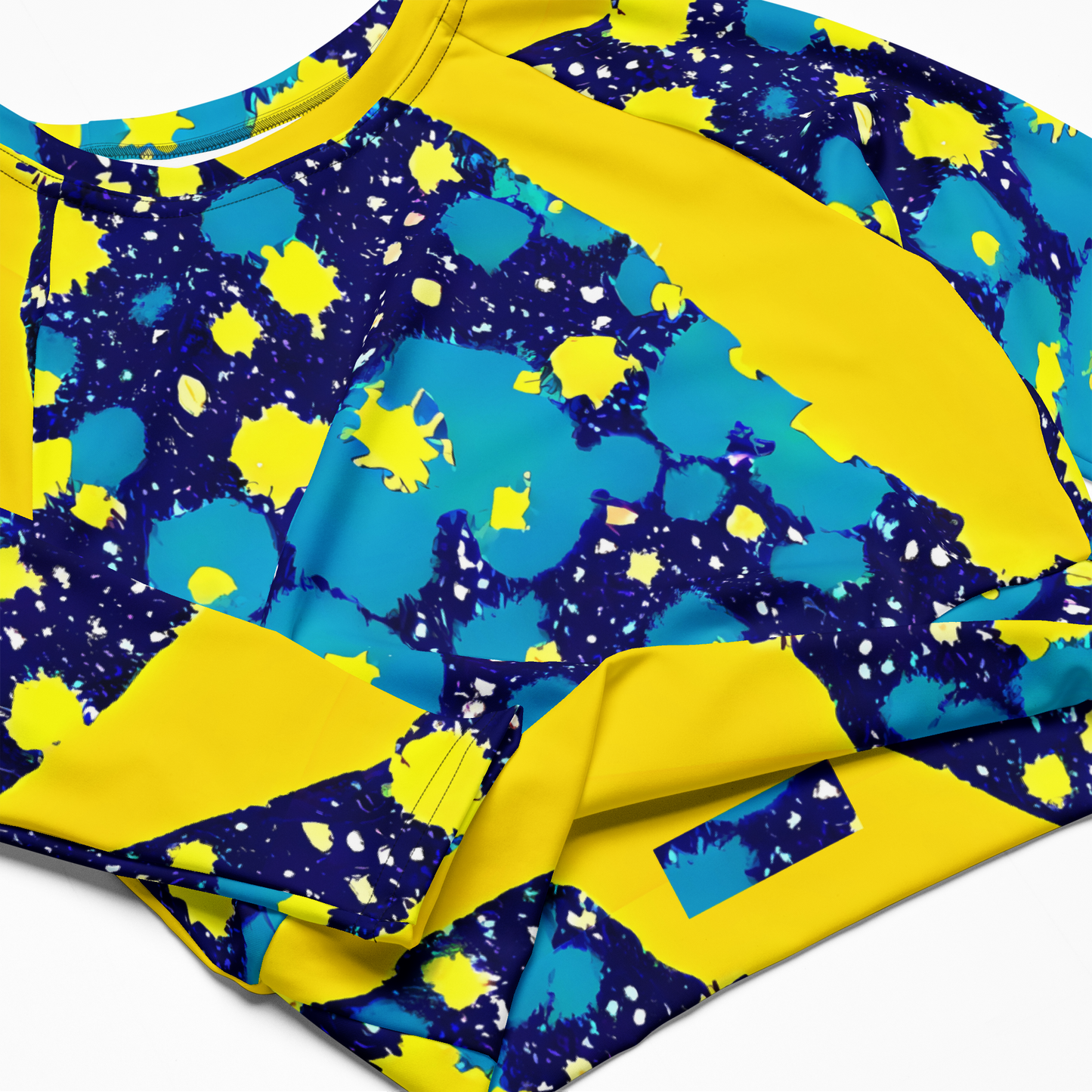 Long Sleeve Crop Top - Starburst Splash